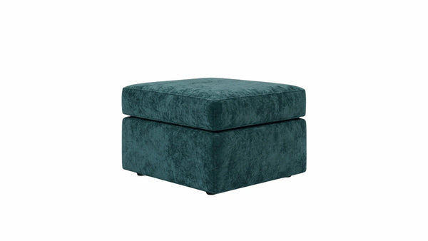 Chenille-footstool-Teal