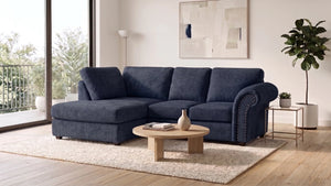 chenille-midnight blue-Left Hand Facing