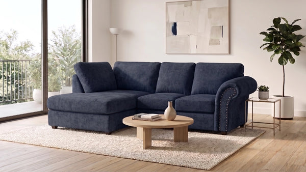chenille-midnight blue-Left Hand Facing