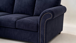 chenille-midnight blue-Left Hand Facing