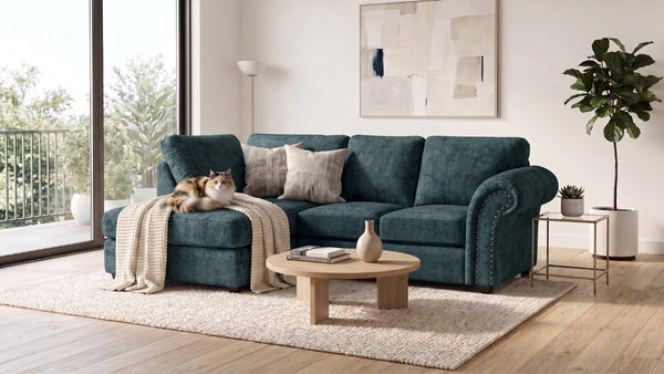 chenille-teal-Left Hand Facing