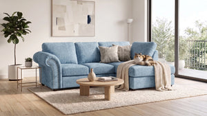 chenille-sky blue-Right Hand Facing